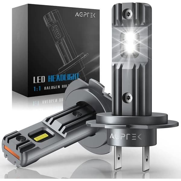 AGPTEK 2 x 42W 10000LM H7 LED bilstrålkastare 6000K, Ersättningslampa för bilmotorcykel för halogenlampor och xenonsats, vit