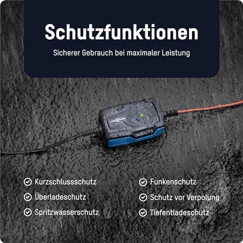 ANSMANN Intelligent 5-trins oplader 6V 12V / 1A med LED-display til blybatterier til biler, motorcykler og varebiler