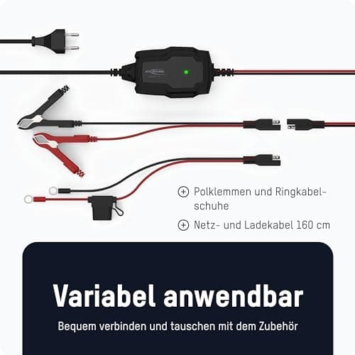 ANSMANN Intelligent 5-trins oplader 6V 12V / 1A med LED-display til blybatterier til biler, motorcykler og varebiler