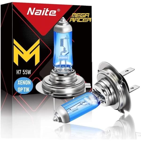 MAVURA belysningssystem »NAITE SUPER WHITE H7 8500K 55W AUTO HALOGEN LAMPOR XENON EFFECT LOOK BUB [set med 2] E-GODKÄND«