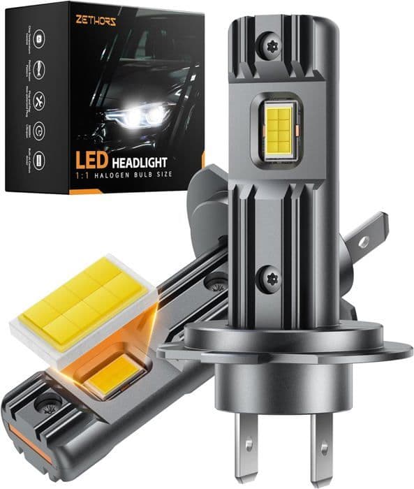 2st H7 bilstrålkastare 16 chips CSP-60W 14000LM 6000K för helljus och halvljus, Mini LED H7 Plug and Play