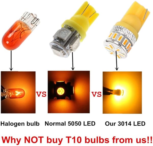 4X T10 Canbus W5W 18 kpl 3014 LED - keltainen