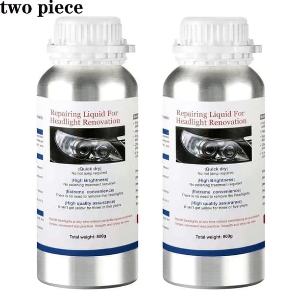 Bilforlygtegen Restaurering, Polymer Formel, 800ML Størrelse, 800g Reparationsvæske X2