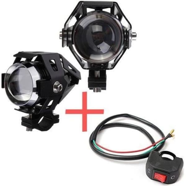 2x125W 3000LM LED CREE U5 Motorcykel Dimljus + Universalbrytare