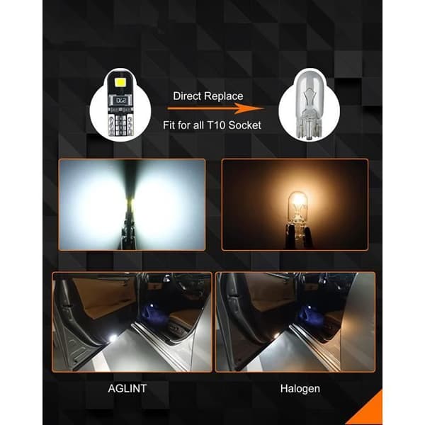 T10 LED-lampor CANBUS 12V Vit Ingen polaritet Designad W5W kilbil interiörljus Kupol registreringsskyltljus