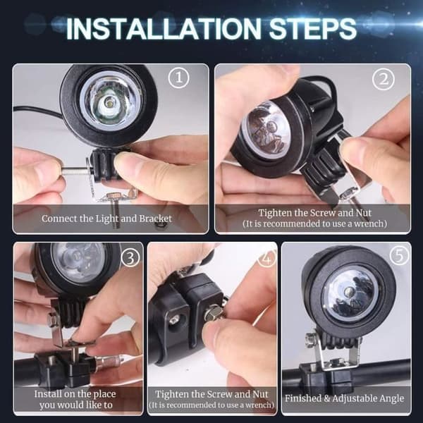 2x 10W LED Motorcykel Arbetsljus Dimljus Spot LED Spotlight