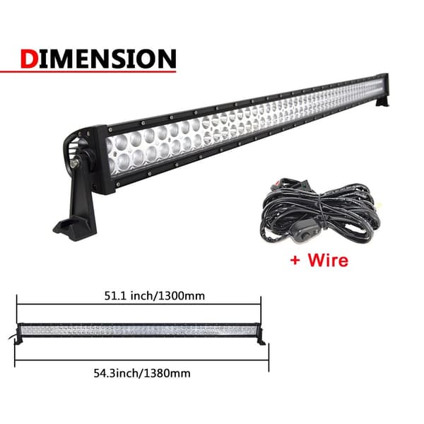 LED-ljusramp, vattentät, universell passform, 52 tum 300W