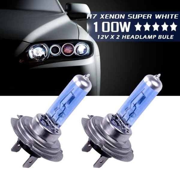 2 X H7 Glödlampa Xenon Halogen Lampa 100W 8500k 12V Super Bright Halogen Bilstrålkastare Vit