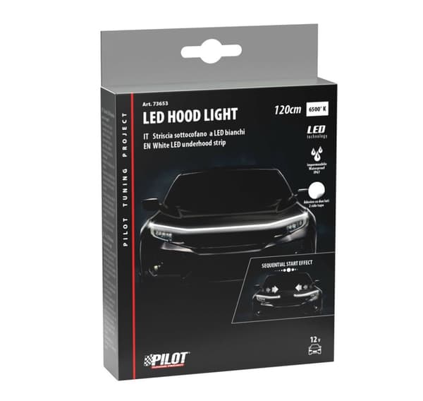 Hvit led stripe under panseret 120 cm 12V hvit