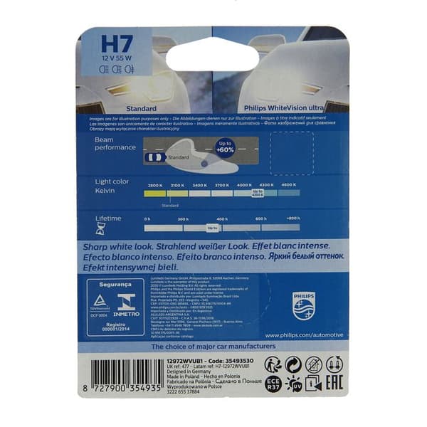 H7 halogenlampa Philips H7 WhiteVision ultra 12972WVUB1 WhiteVision, WhiteVision xenoneffekt 55 W 12 V 1 st.