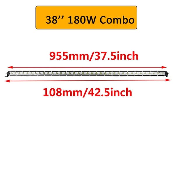 LED-ljusramp 38 tum, 180W Ljus Vit, Vattentät IP67, Hållbart Aluminiumhölje,38 tum kombination