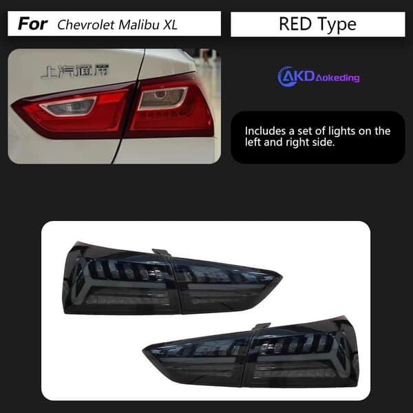 Bil LED Baglygter, Kompatibel med Chevrolet Malibu XL, Holdbart PP Materiale,RØD