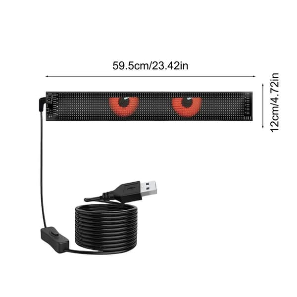 Bil LED-display atmosfärslampa, programmerbar smart belysning, hållbar ABS-konstruktion,12x59cm