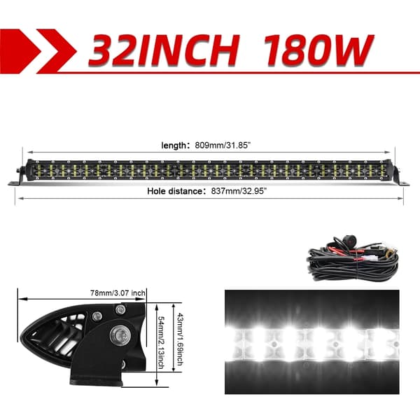 LED-ljusramp, 300W ljusstyrka, justerbar monteringsbracket,42 tum med tråd