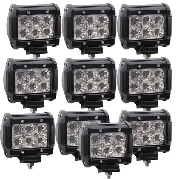 LED Työvalo, 18W Teho, Vesitiivis IP67,10 kpl Spot-säteet