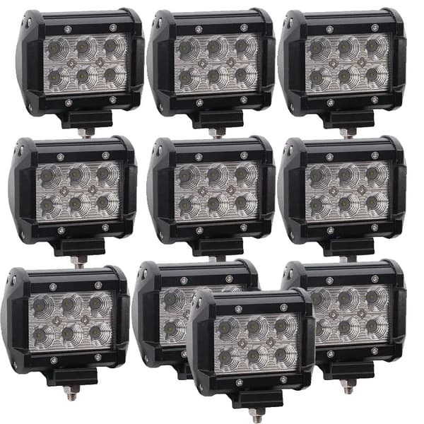 LED Työvalo, 18W Teho, Vesitiivis IP67,10 kpl Spot-säteet
