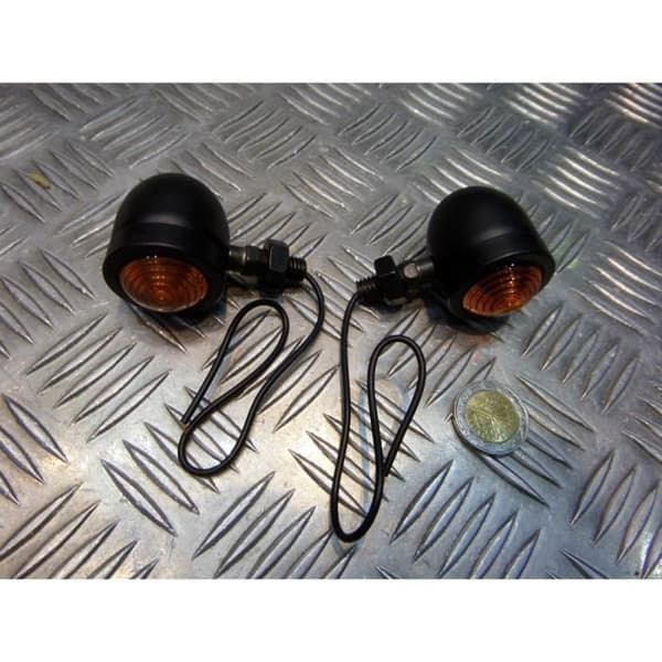2 x universal matt svart indikator motorcykel chopper bobber cafe racer anpassad grusbana