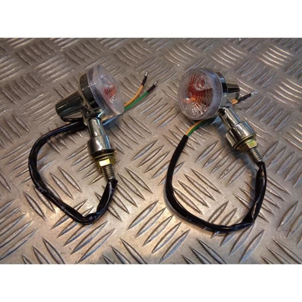 2 x krom indikator vit glaslampa 12v - 5w motorcykel skoter fyrhjuling ...