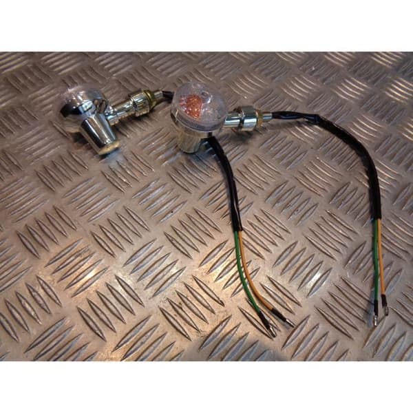 2 x krom indikator vit glaslampa 12v - 5w motorcykel skoter fyrhjuling ...