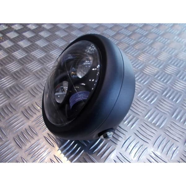 strålkastare metall svart universal dubbel full led motorcykel bobber custom chopper cafe racer scrambler neo klassisk retro