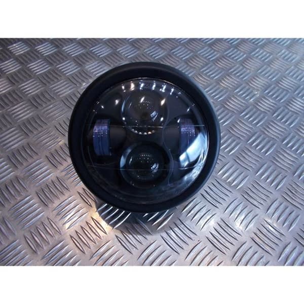 strålkastare metall svart universal dubbel full led motorcykel bobber custom chopper cafe racer scrambler neo klassisk retro