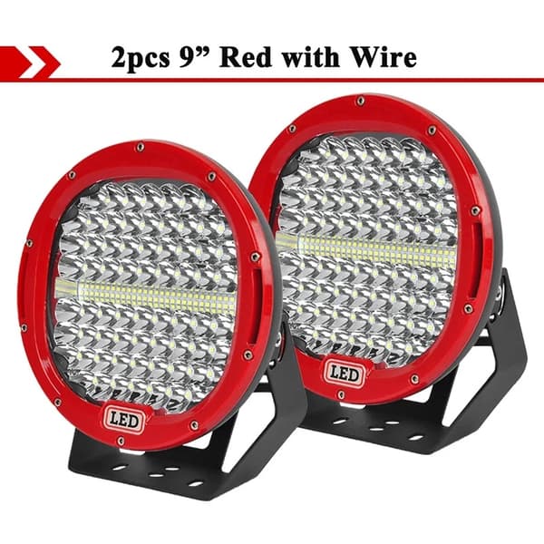 9" LED Arbetslampa, 150W Effekt, Vattentät IP68,2 stycken röd och tråd