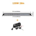 Miniatyrbillede 2 af 2: Super Single Row LED Lygtebar, 120W & 180W Muligheder, Vandtæt IP67,26 tommer 120W med ledning