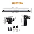 Miniatyrbillede 2 af 2: Super Single Row LED Lygtebar, 120W & 180W Muligheder, Vandtæt IP67,26 tommer 120W med ledning