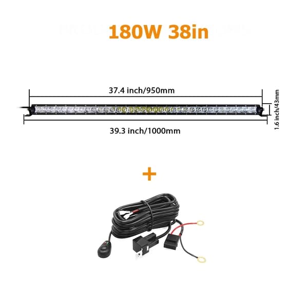 Super Single Row LED Lygtebar, 120W & 180W Muligheder, Vandtæt IP67,26 tommer 120W med ledning