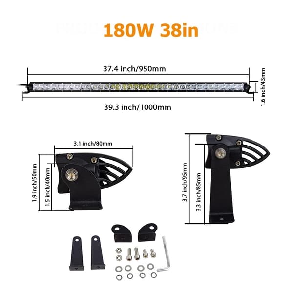 Super Single Row LED Lygtebar, 120W & 180W Muligheder, Vandtæt IP67,26 tommer 120W med ledning