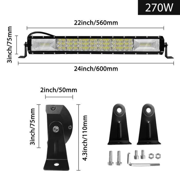 XMTECH 56 cm 270W Arbetslampa Combo LED Ljusprojektor Offroad 10-30V