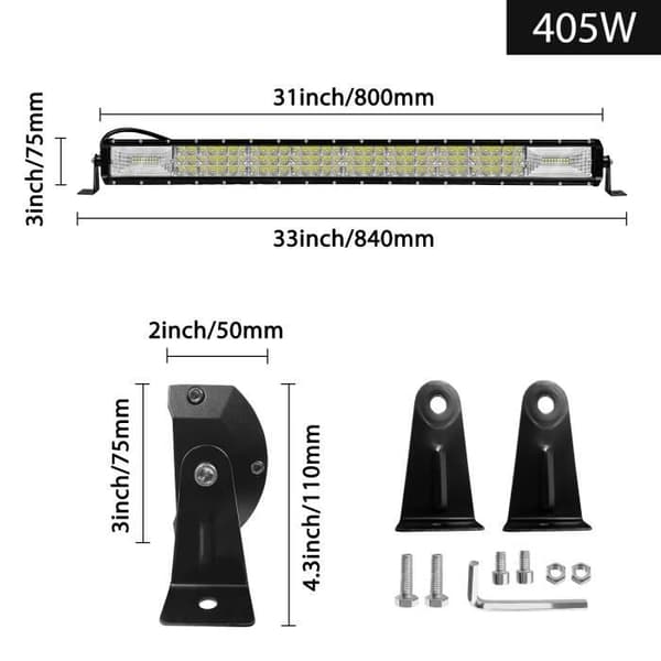 XMTECH 80 cm 405W Arbetsljus Combo LED Ljus Ramp Offroad 10-30V