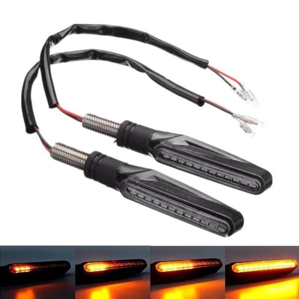Sekventiell LED blinkande stapel med 12 lysdioder. Trendig effekt, maximal säkerhet. Enkel anslutning med en 12V snabbterminal. Garanterat