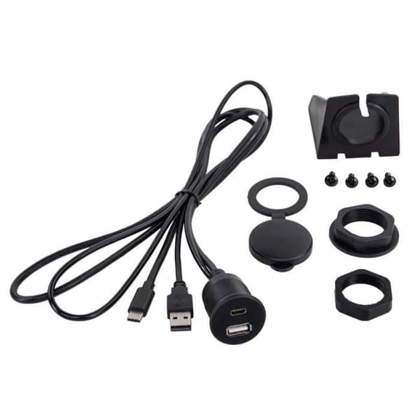 Integrerad USB-kapsling/USB-A/USB-C monterad på instrumentbrädan