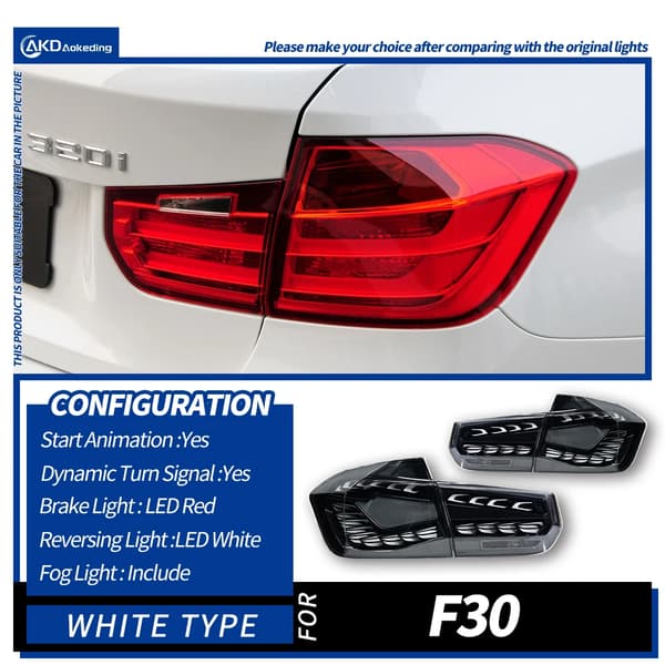 BMW F30 Baglygtesamling, LED Materiale, Spænding 12V,Røg Hvid