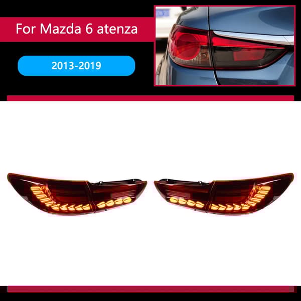Bakljus för Mazda 6 Atenza, Klar LED-belysning, Hållbart PP-material,Röd