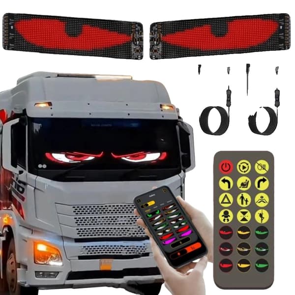 LED-tuulilasi silmät, mukautettava Bluetooth-ohjaus, suuri näyttöalue, dynaamiset kuviot