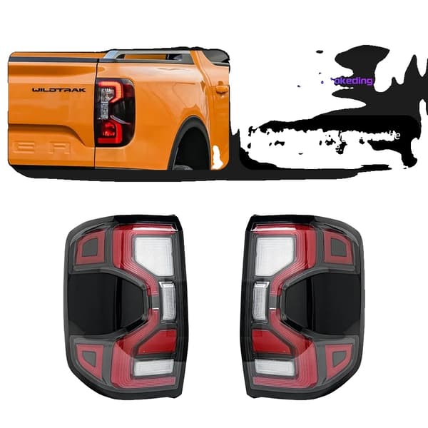 Ford Ranger Baglygtesamling, Holdbart PP-materiale, Klar Belysning,Rød