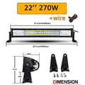 Miniatyrbillede 2 af 2: LED Lysbar, 270W/405W/540W/675W Muligheder, Vandtæt IP67,270W med ledninger