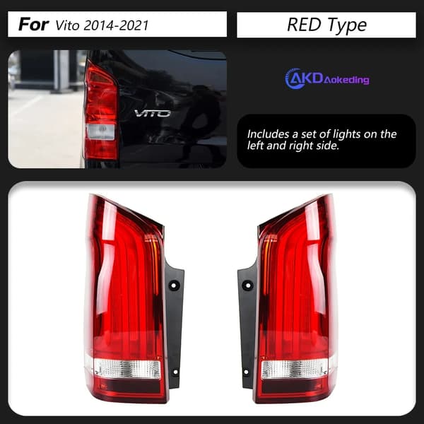 AKD Bakljus, LED Dynamisk Signalamp, För Mercedes-Benz Vito 2014-2021,Rosso Grigio scuro