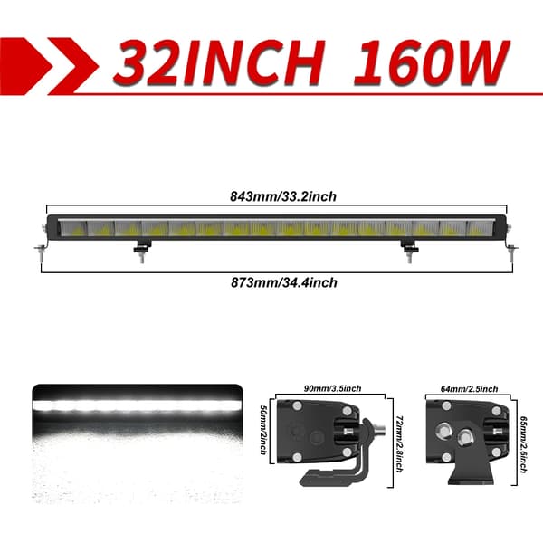 LED Lysbar, 40W til 260W Effekt, 6500K Farvetemperatur,32 tommer