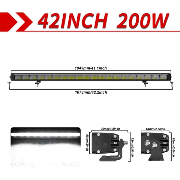 LED Lysbar, 6500K Farvetemperatur, IP68 Vandtætning,42 tommer