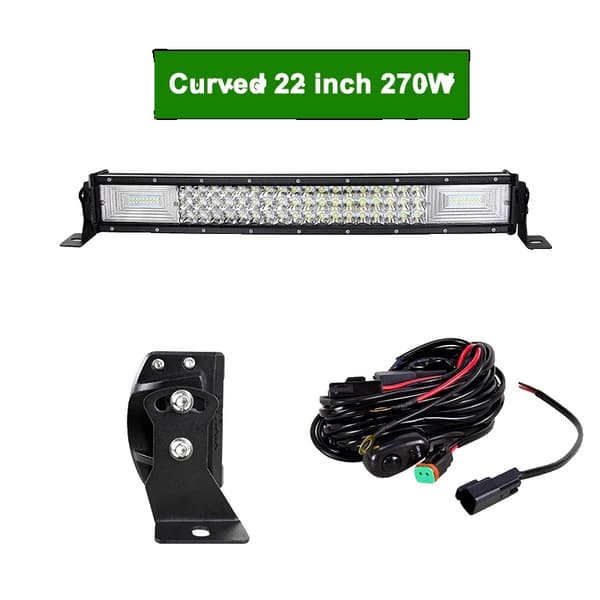 Bøjet LED-lysbar, 6000K farvetemperatur, IP67 vandtæt rating,22 tommer 270W med ledning