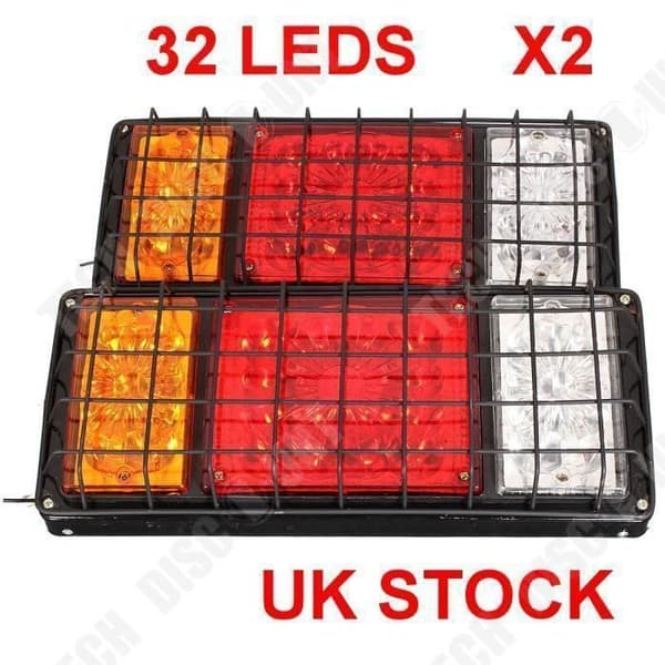 TD® Set med 2 x LED-bakljus med järnnätsskydd / stoppindikator Bilsläp lastbil 12v /24v