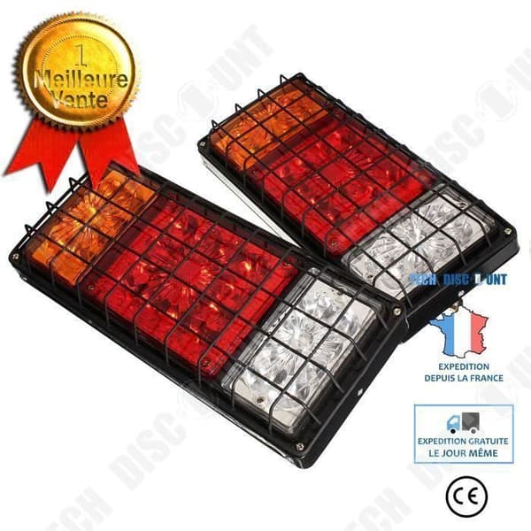 TD® Set med 2 x LED-bakljus med järnnätsskydd / stoppindikator Bilsläp lastbil 12v /24v