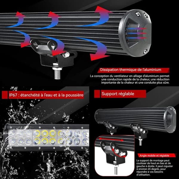 INN® Lights 48 LED-dimljus och långdistans arbetsljus vattentät projektor IP68 Spot Flood Car 4x4 &amp; SUV 9-32V 144W F