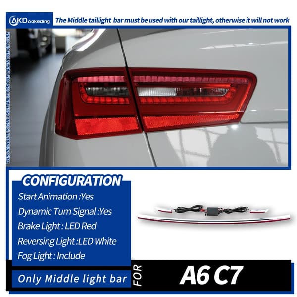 Audi A6 Baglygtesamling, Dynamisk Blinklys, LED Lygter,kun mellemlys, 3000K Guld