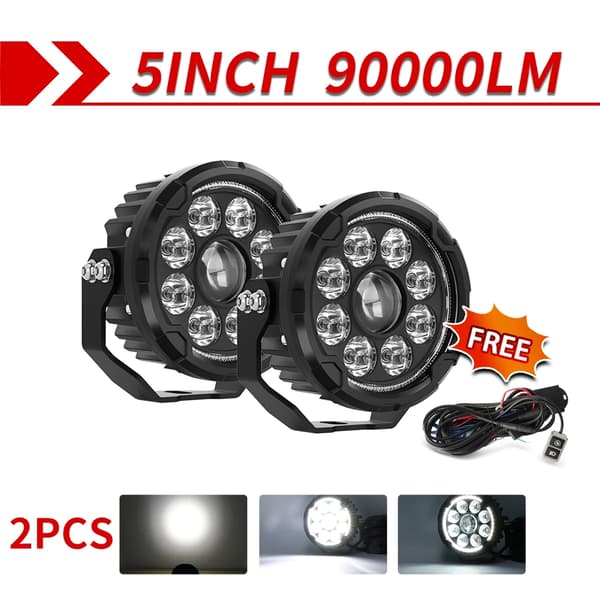 LED Arbejdslys, 90000 Lumen Lysstyrke, IP68 Vandtæt,2PC Lys med Ledning