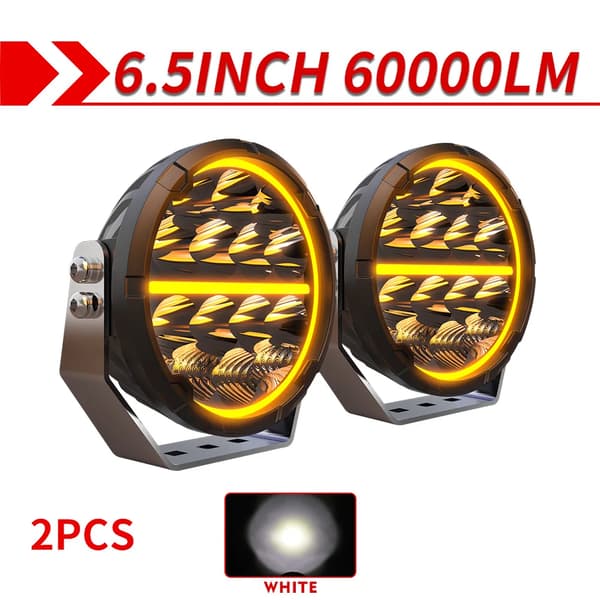 6,5" LED Offroad-lampor, 60000LM ljusstyrka, kombinerad strålvinkel,2PC 6,5 tum Ljus