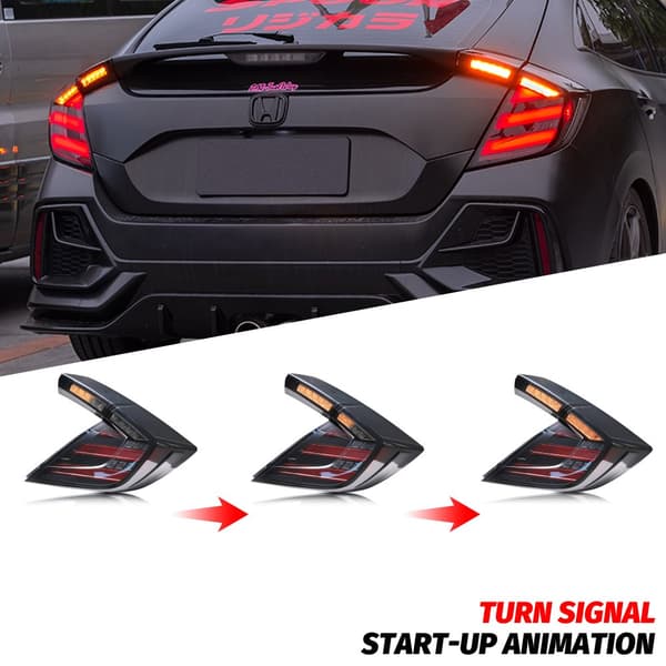LED Baglygter, Kompatible med Honda Civic Type-R 2016-2021, Dynamisk Blinklys, Vandtæt Design